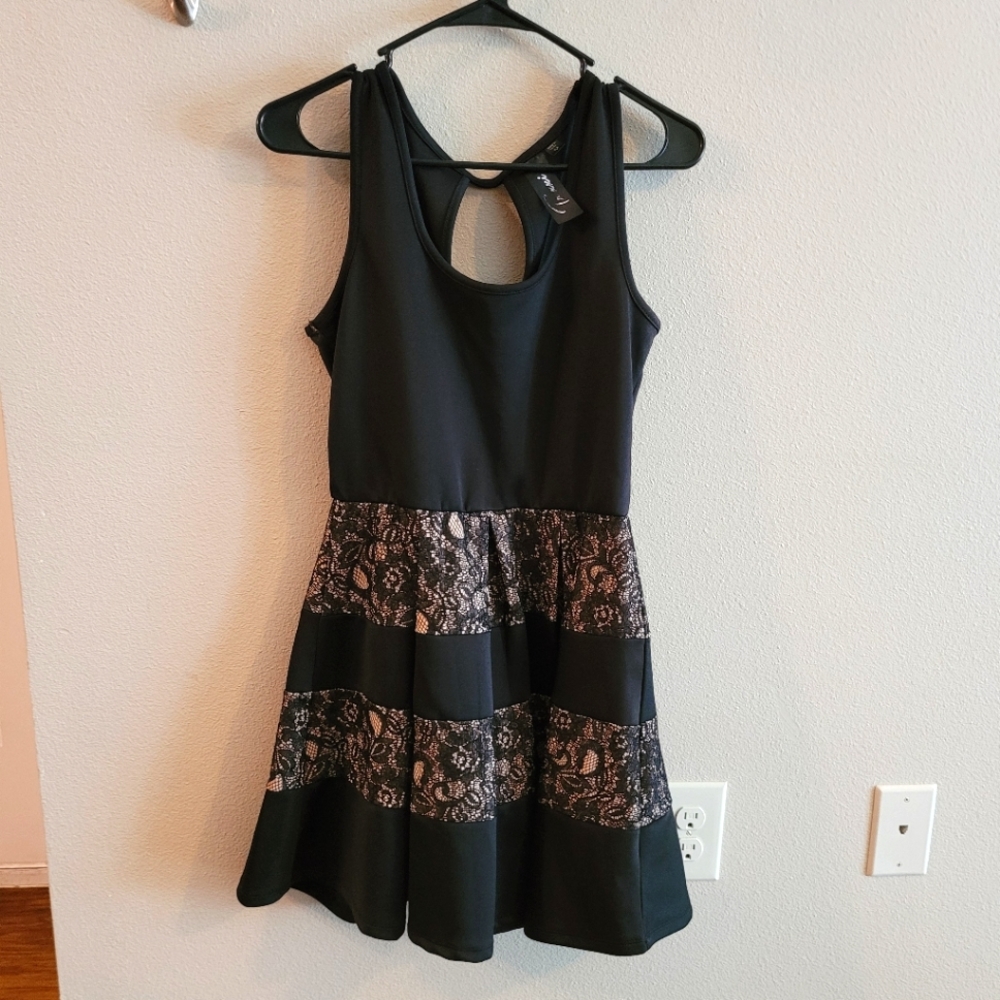 Trixxi black dress with stripes size medium